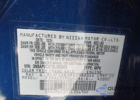 2025 Nissan Kicks Sv Fwd z USA, uszkodzony, nr VIN 3N8AP6CA7SL356902